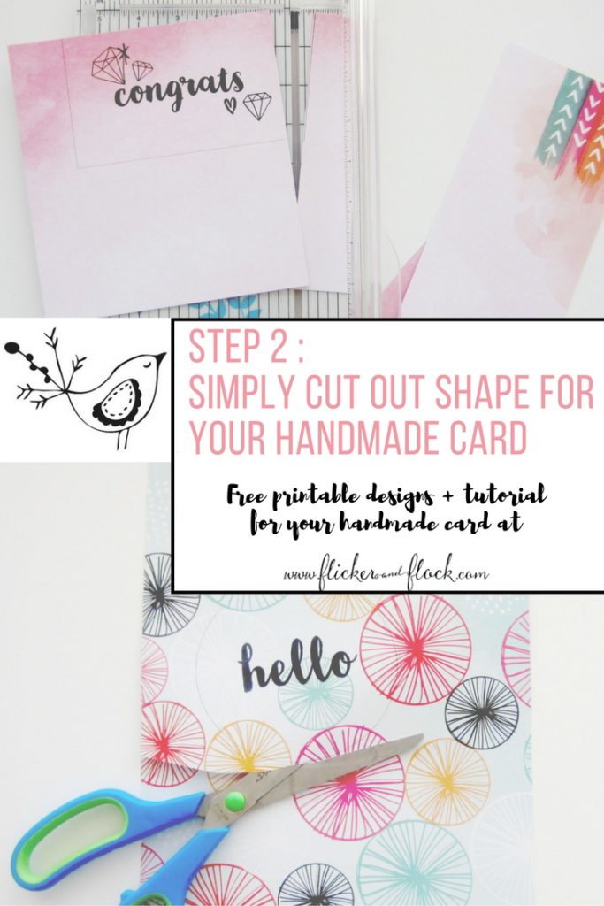 Free printable designs and tutorial for 4 greeting cards that anyone can handmake.